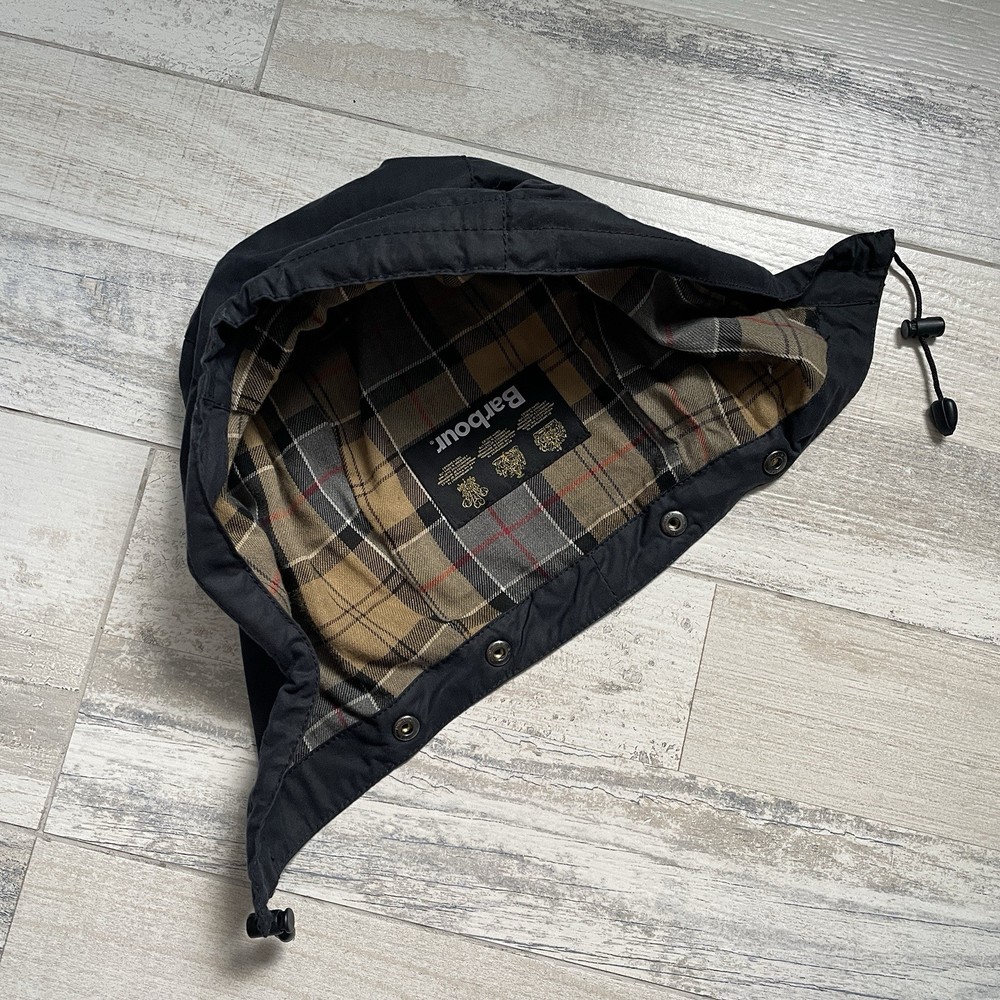 Men's Barbour Navy Blue Waxed Cotton Hood One Size