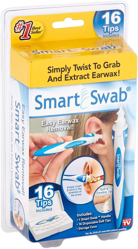 Smart Swab Soft Spiral Ear Cleaner Safe Ear Wax Removal Kit 16 Tips Included NEW