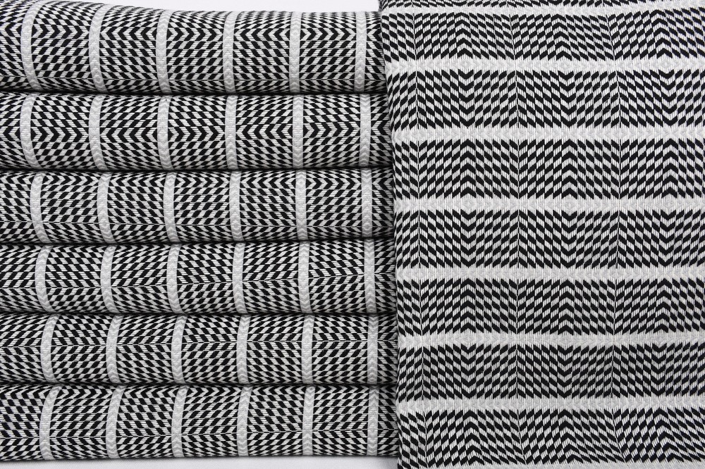 Black Light Gray Striped Bath Towel 40x71 Inches