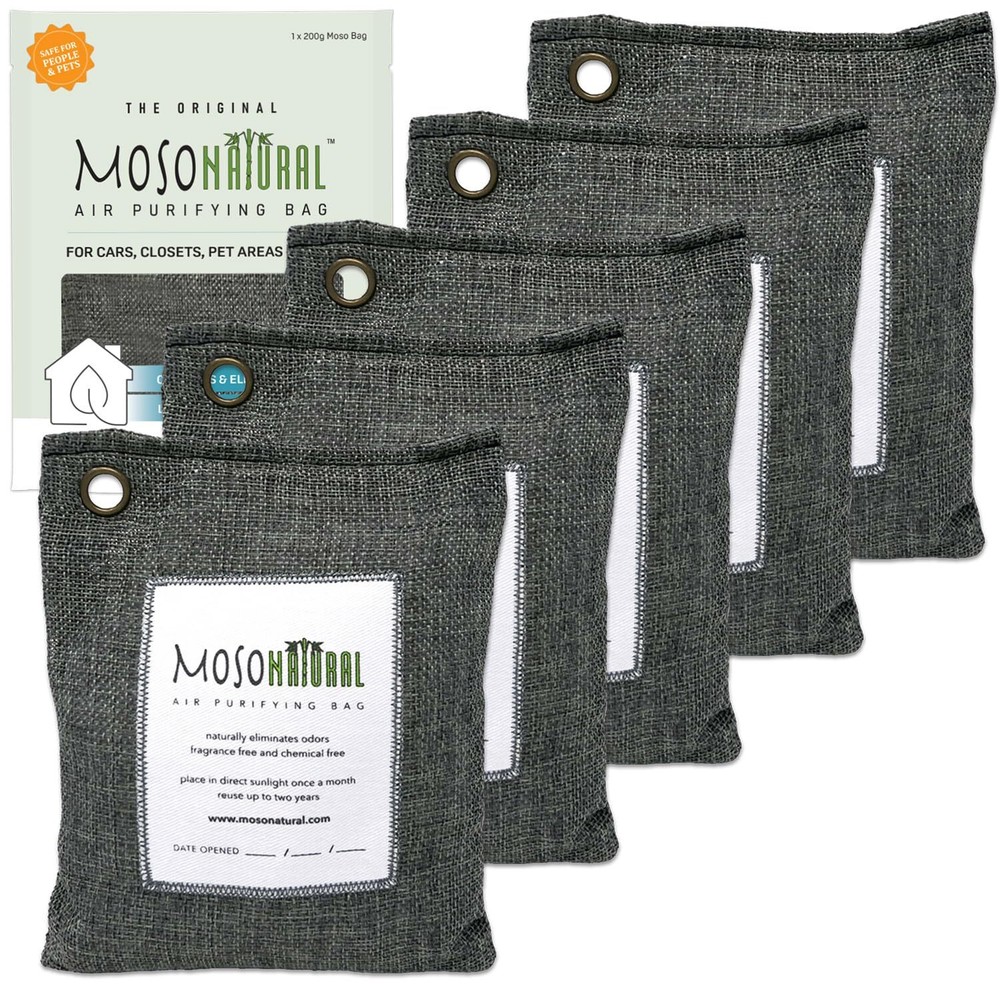 Air Purifying Bag 200g (5 Pack) Bamboo Charcoal Odor Absorber for Home & Car ...