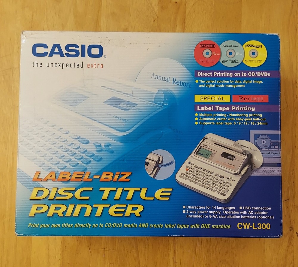 Vintage Casio CW-L300 Retro CD/DVD Label Printer & Disc Maker