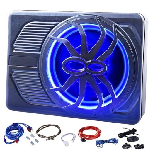 1200W 10-Inch Slim Under-Seat Powered Car Subwoofer with Built-In Amp