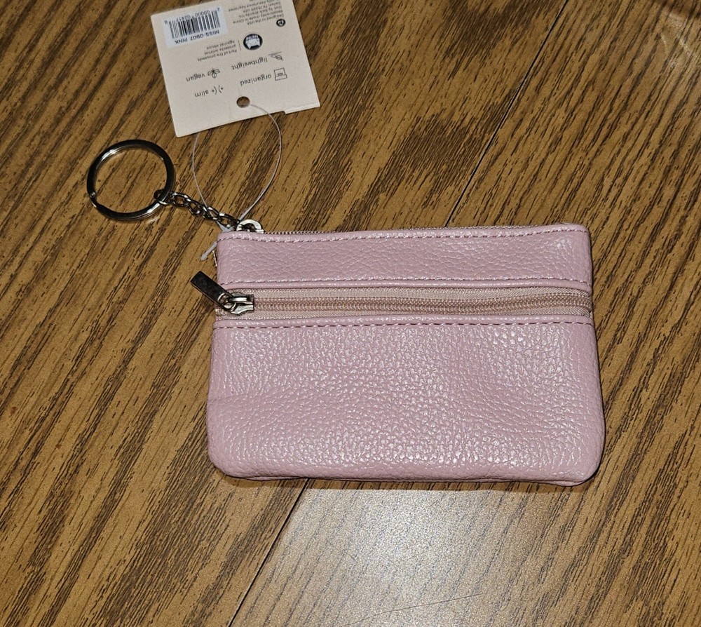 Pink Vegan Leather Coin Purse with Detachable Keychain NWT