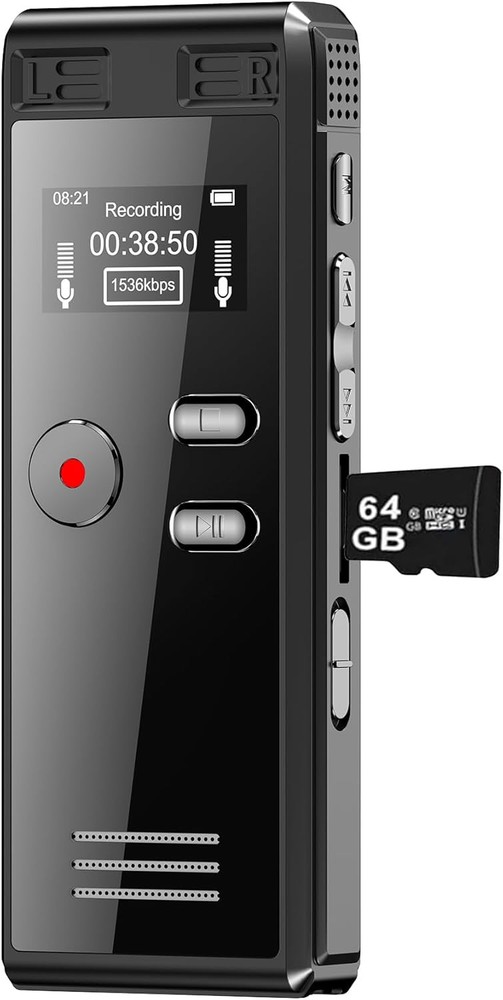 64GB Digital Voice Activated Recorder with Playback - 4552 Hours Audio...