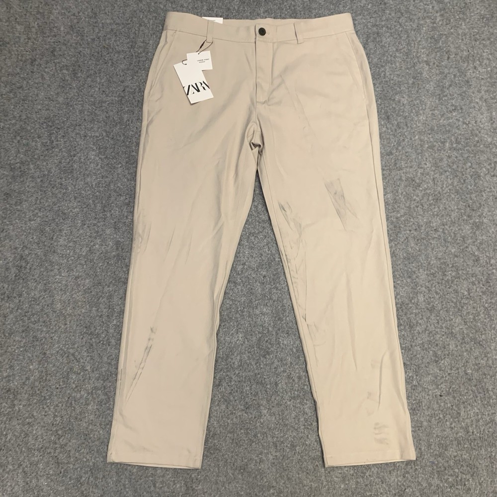 NWT Zara Trousers Mens Size 32 The Melange Pant Slim Fit Bi Stretch Flat Front
