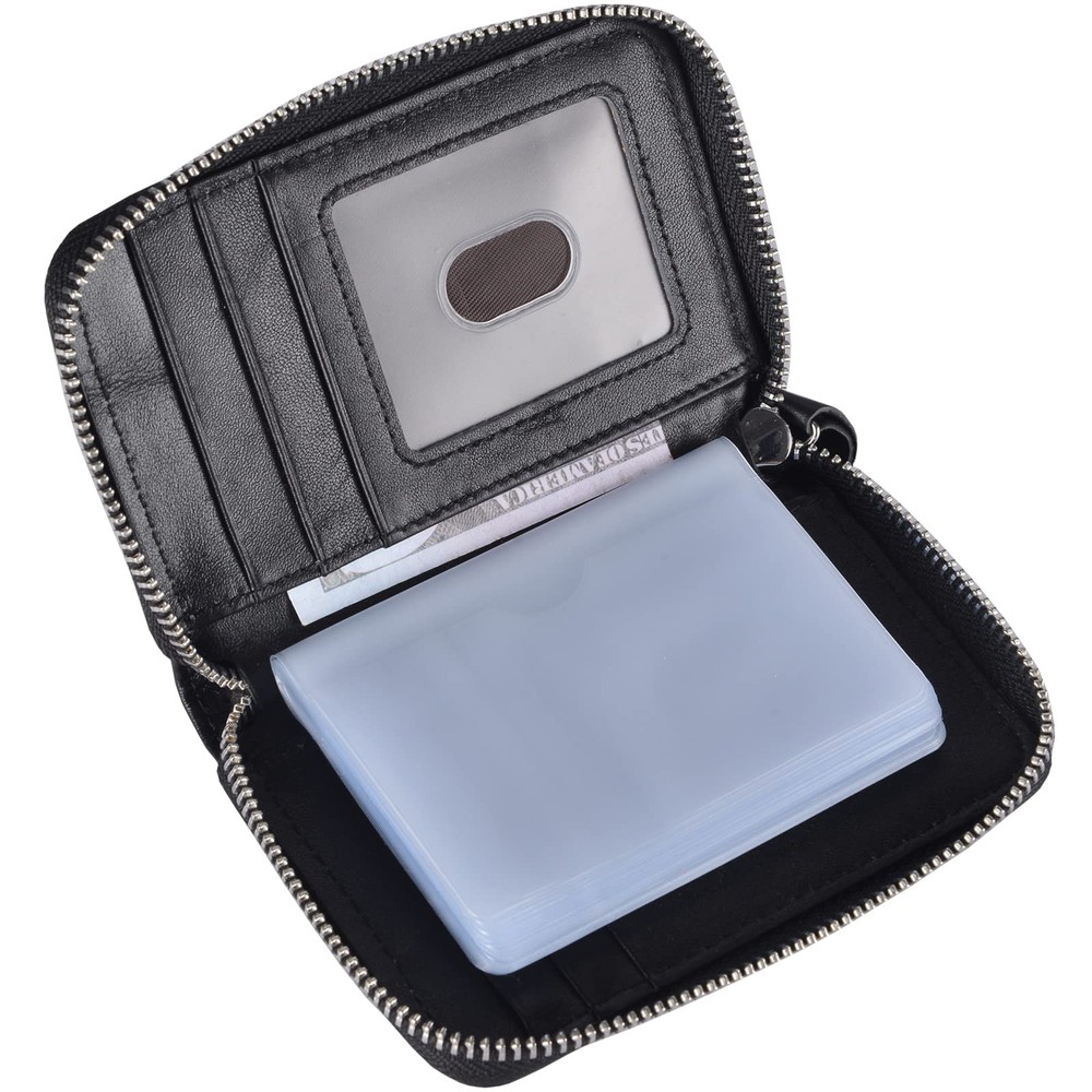 Credit Card Wallet Holder Zip Bifold Wallet Genuine Leather 25 Card Slots-image