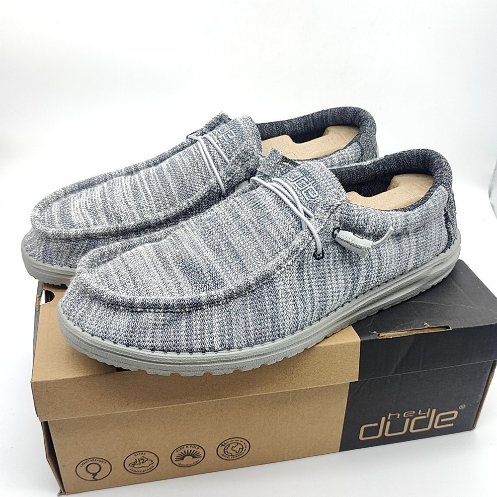 New Hey Dude Wally Stretch Platinum Mix Sneaker Shoe Men's Sizes US 11-15