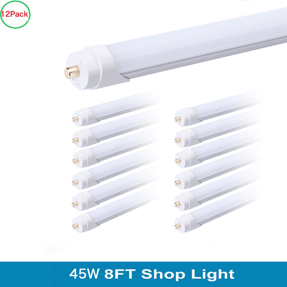 12Pcs 8ft LED Shop Lights 45W T8 T12 Single Pin Tube Bulbs for Bright Workspaces