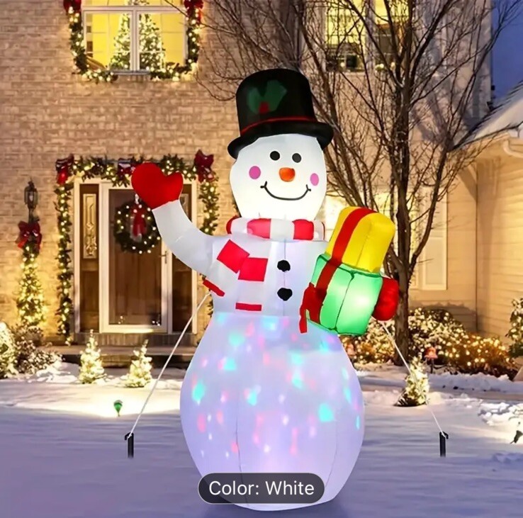 5ft Christmas Inflatables Snowman Outdoor Yard Rotating LED Blow Up Garden Decor