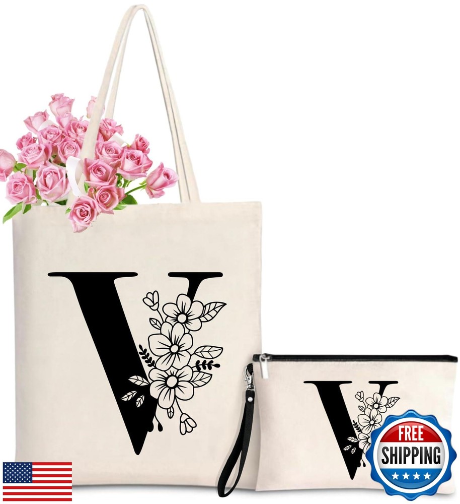 Monogrammed Makeup Tote Bag - Personalized Initial Gift for Women-image