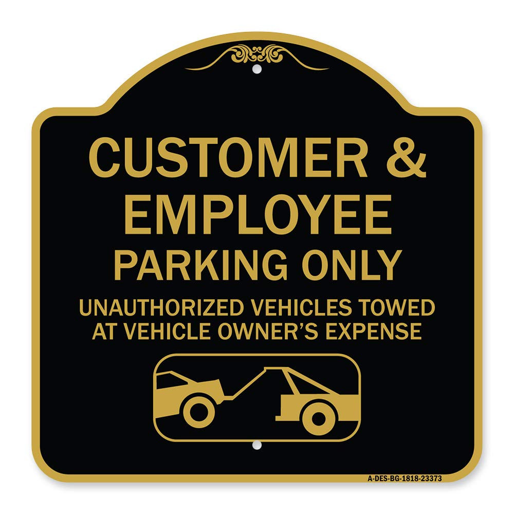 Designer Sign - Parking Restriction Sign Customer and Employee Parking Only, ...