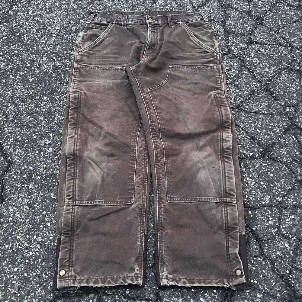 Vintage carhartt lined brown double knee work wear carpenter pants