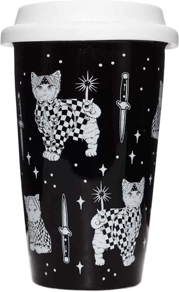 67106 Cholo Cat Tumbler Mug Sourpuss Coffee Cup Vato Gangster Bandana Knives