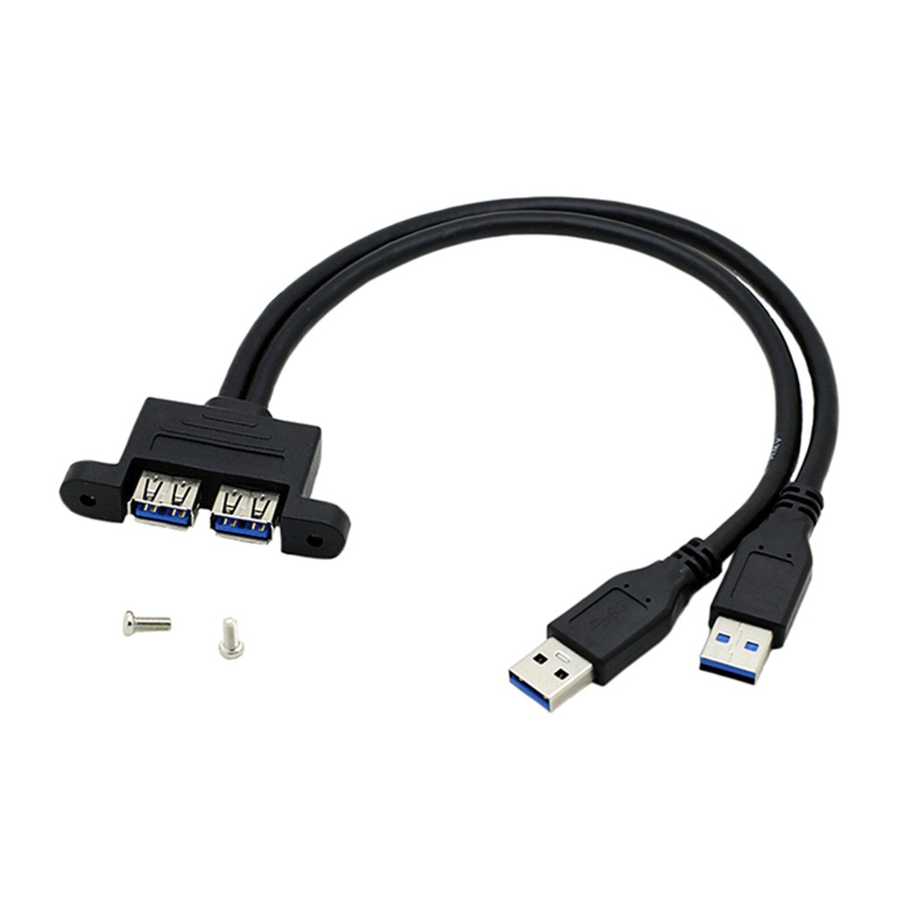11in USB 3.0 Dual Male to Female Extension Cable Panel Mount Adapter