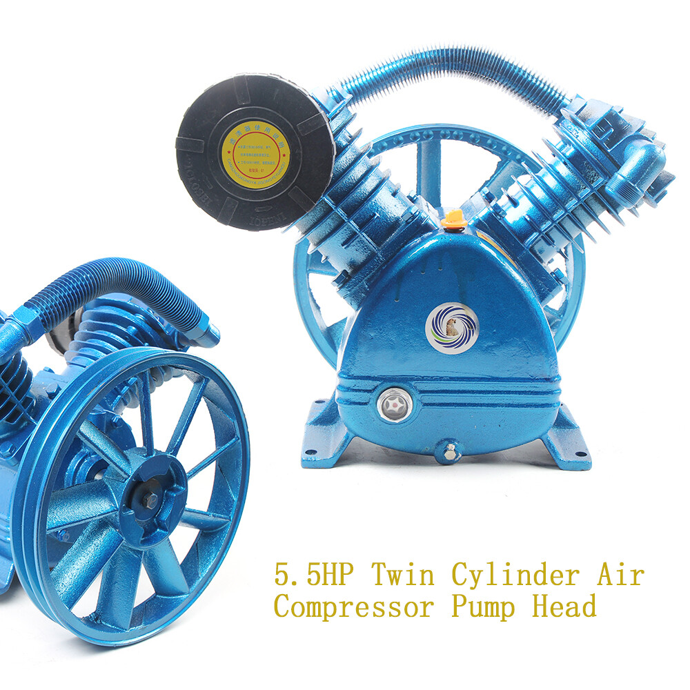 5.5HP 21CFM 175PSI V-Type Twin Cylinder Air Compressor Pump Head Double Stage
