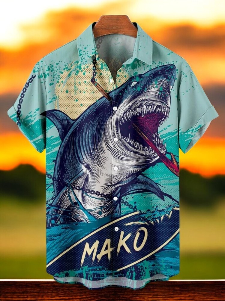 Mako Great White Shark Hawaiian Shirt