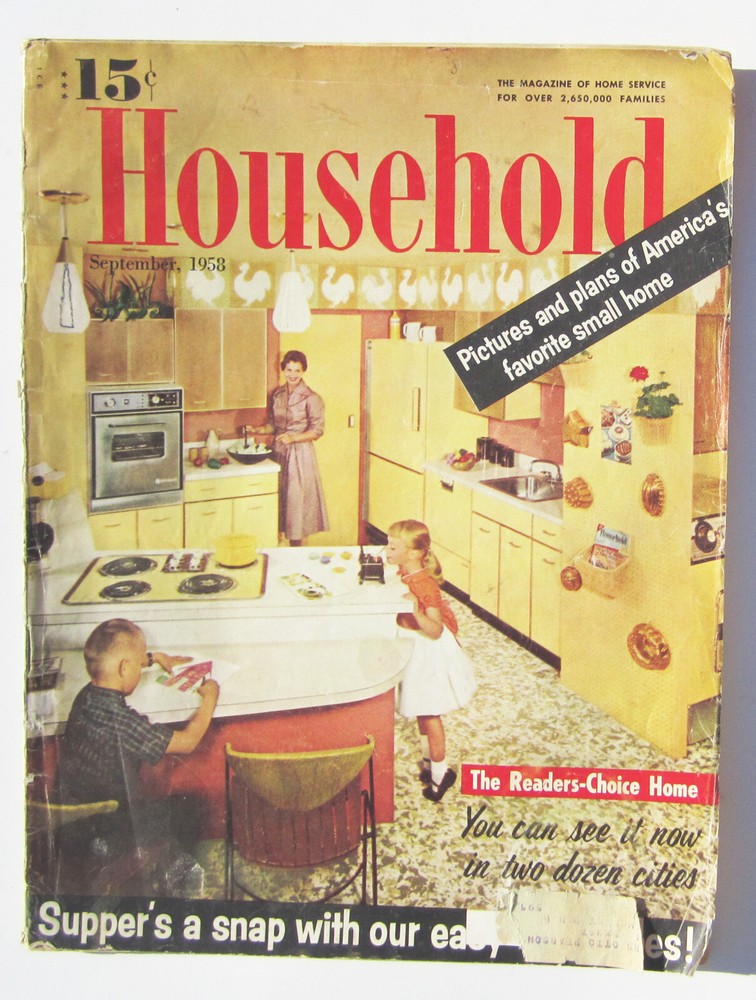 Household Magazine September 1958 Womens Housewife Ads Vintage Good+