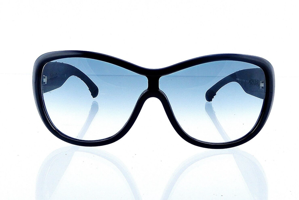 CHANEL CH 5242 Black Blue Tweed Shield Sunglasses Made in Italy