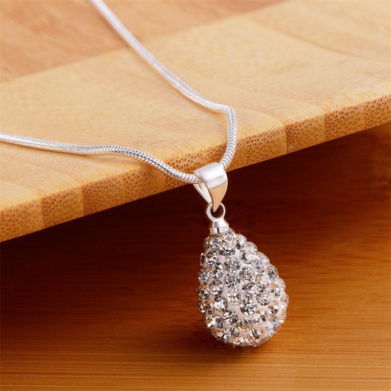 Fashion 925 Sterling Silver 18-24 Inches Exquisite Water Drop Zircon Necklace