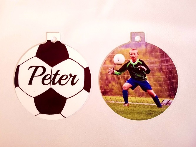 Custom Soccer Photo Christmas Ornament Personalized Two-Sided Design-image