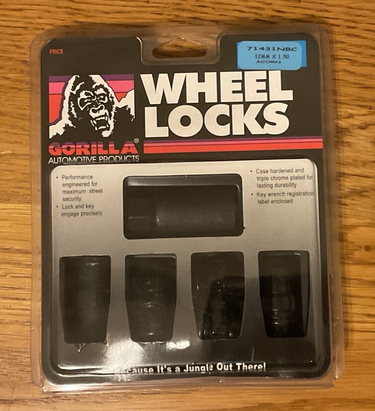 Gorilla 12mm x 1.50 Bulge Acorn Wheel Locks Black 71431NBC Lug Nuts