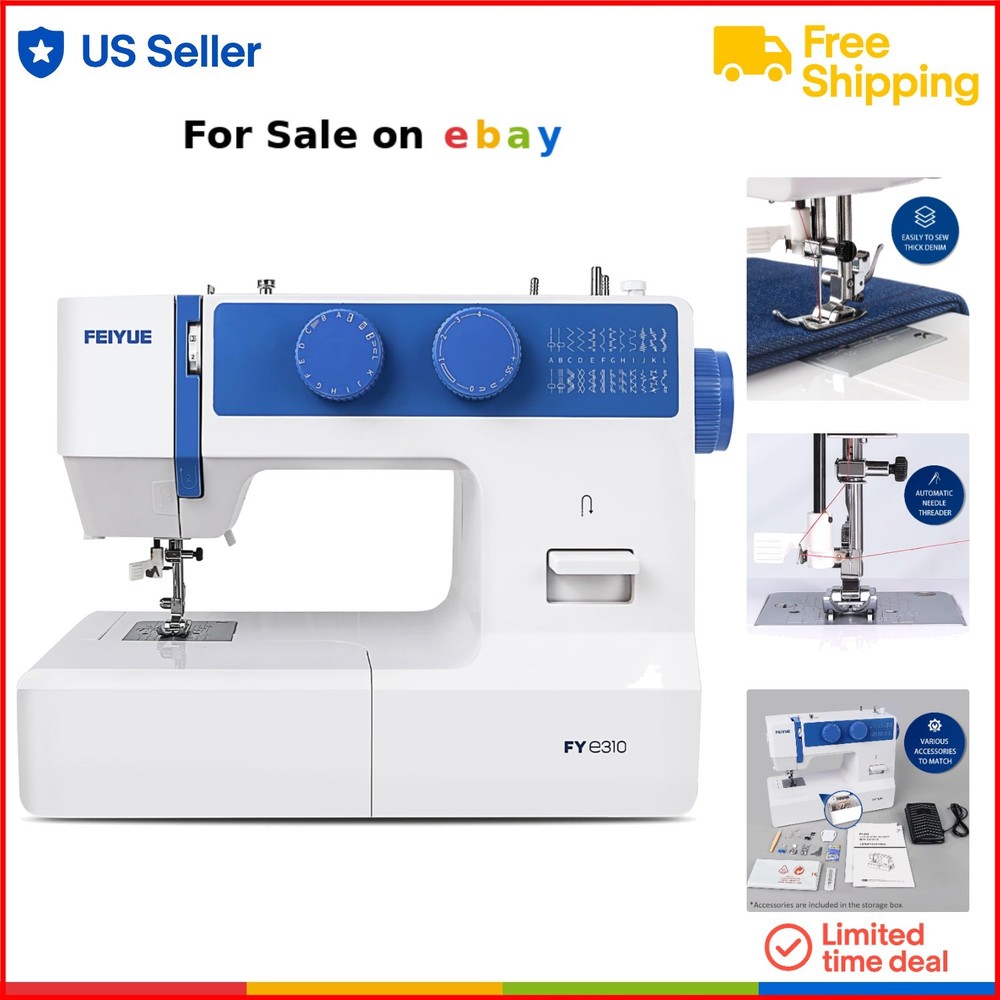 Heavy Duty Full Size Portable Sewing Machine with 6 Bobbins and 5 Feet for Home Use