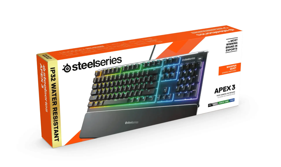 SteelSeries Apex 3 TKL RGB Gaming Keyboard Compact Form Factor