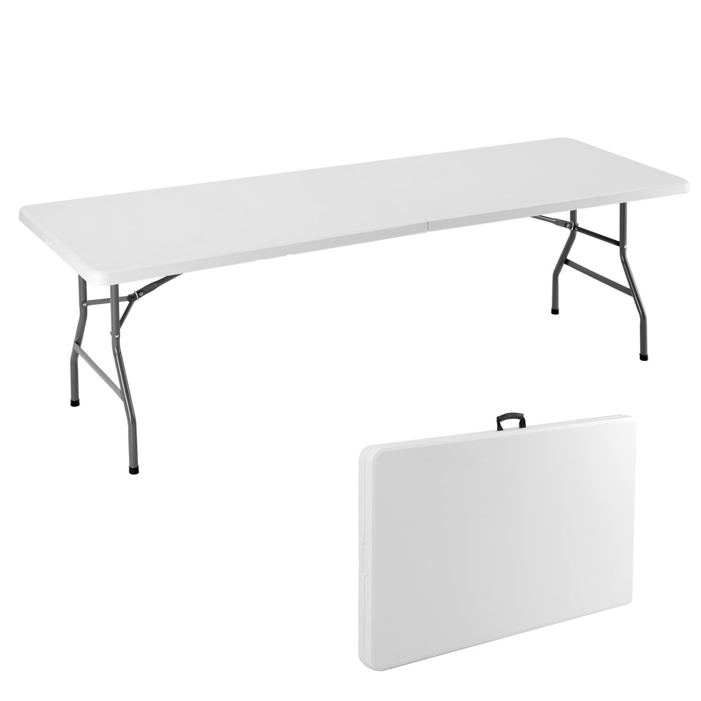 8ft Folding Table with Handle Portable for Camping Party Indoor & Outdoor White