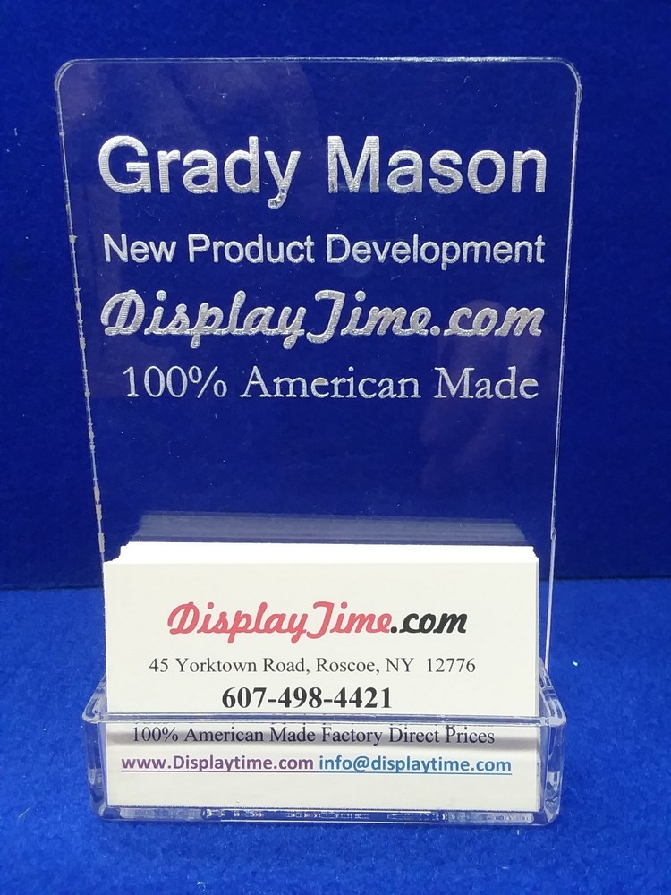Custom Acrylic Glass Name Plate Bar Desk with Vertical Business Card Holder-image
