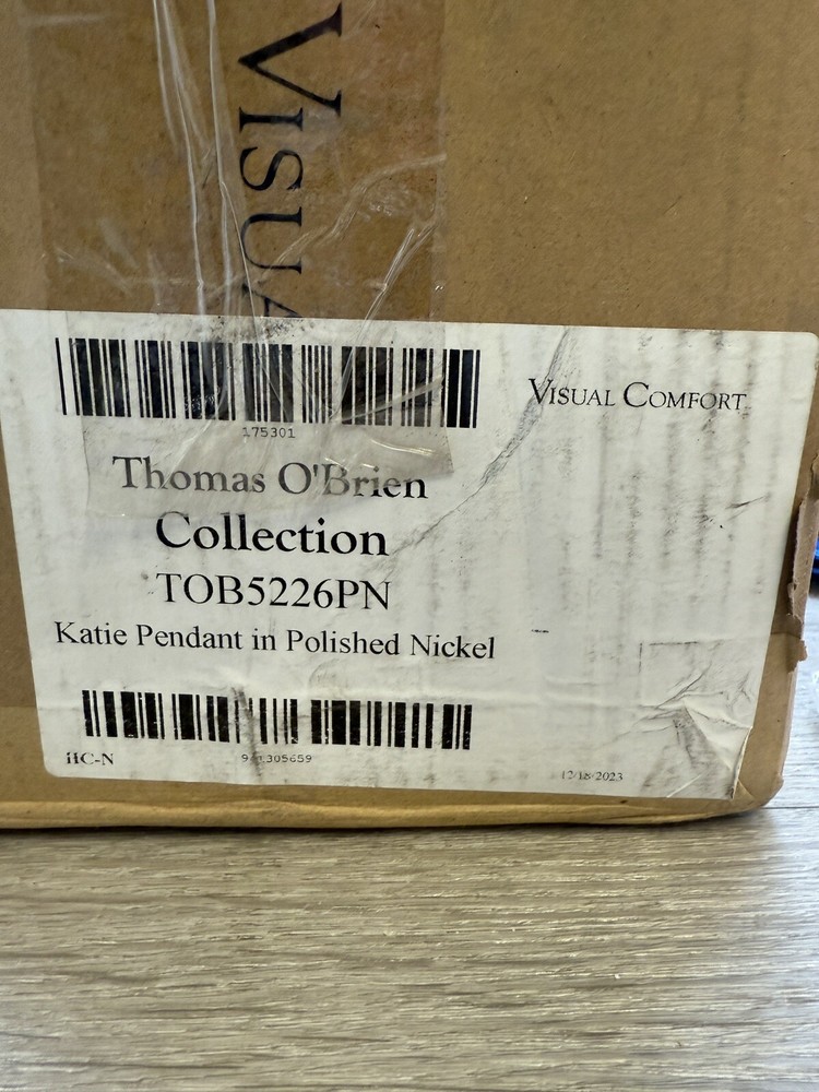 Visual Comfort TOB 5226PN/G5-CG Katie 12” Pendant Light w/Shade Polished Nickel-image
