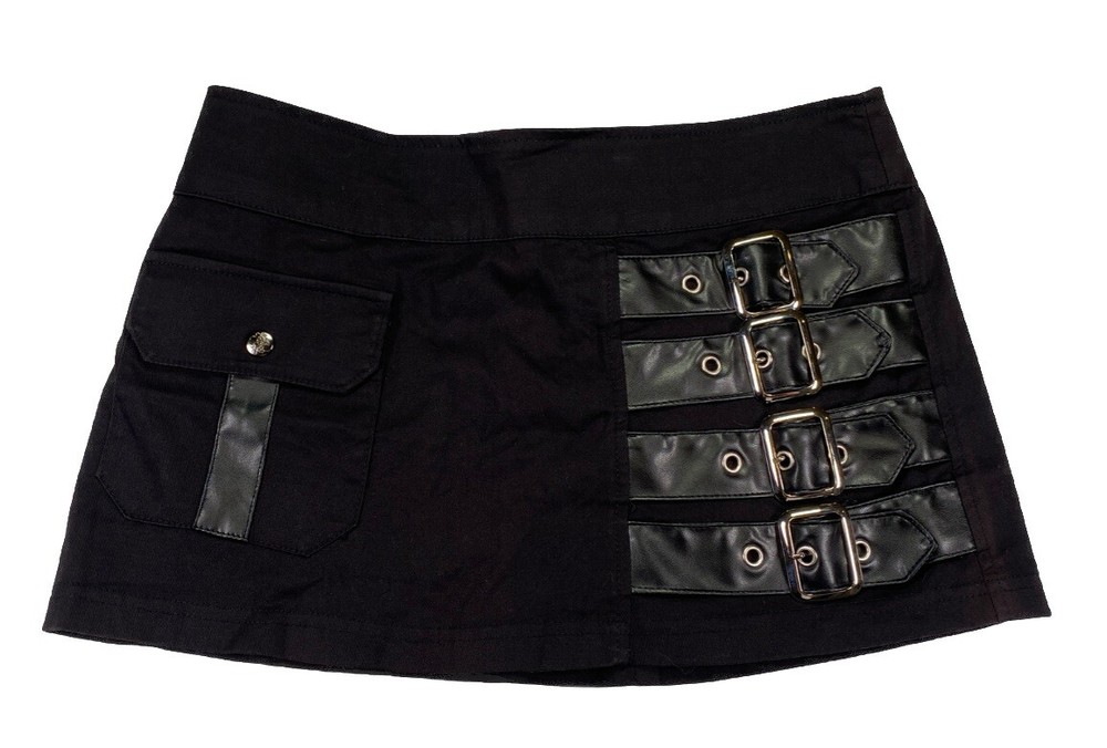 Vintage Lip Service Buckle Y2K Black Mjni Skirt Size Medium Mall Goth
