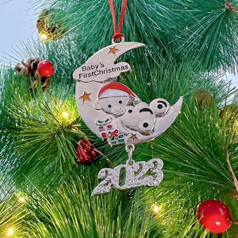 Baby's First Christmas Moon Bear Keepsake Pendant Ornament