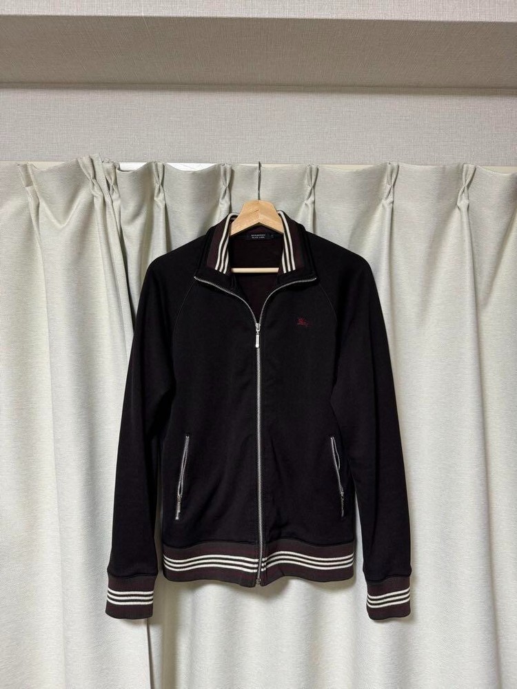Burberry Black Label Jersey Track Jacket Full zip Horse Logo Men Size 2 Used