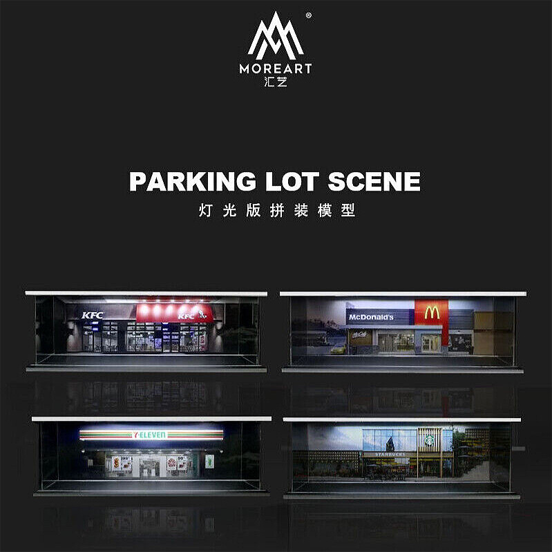 Diorama 1/64 Car Garage Model LED Lights City Store Backdrop Scene Display Model