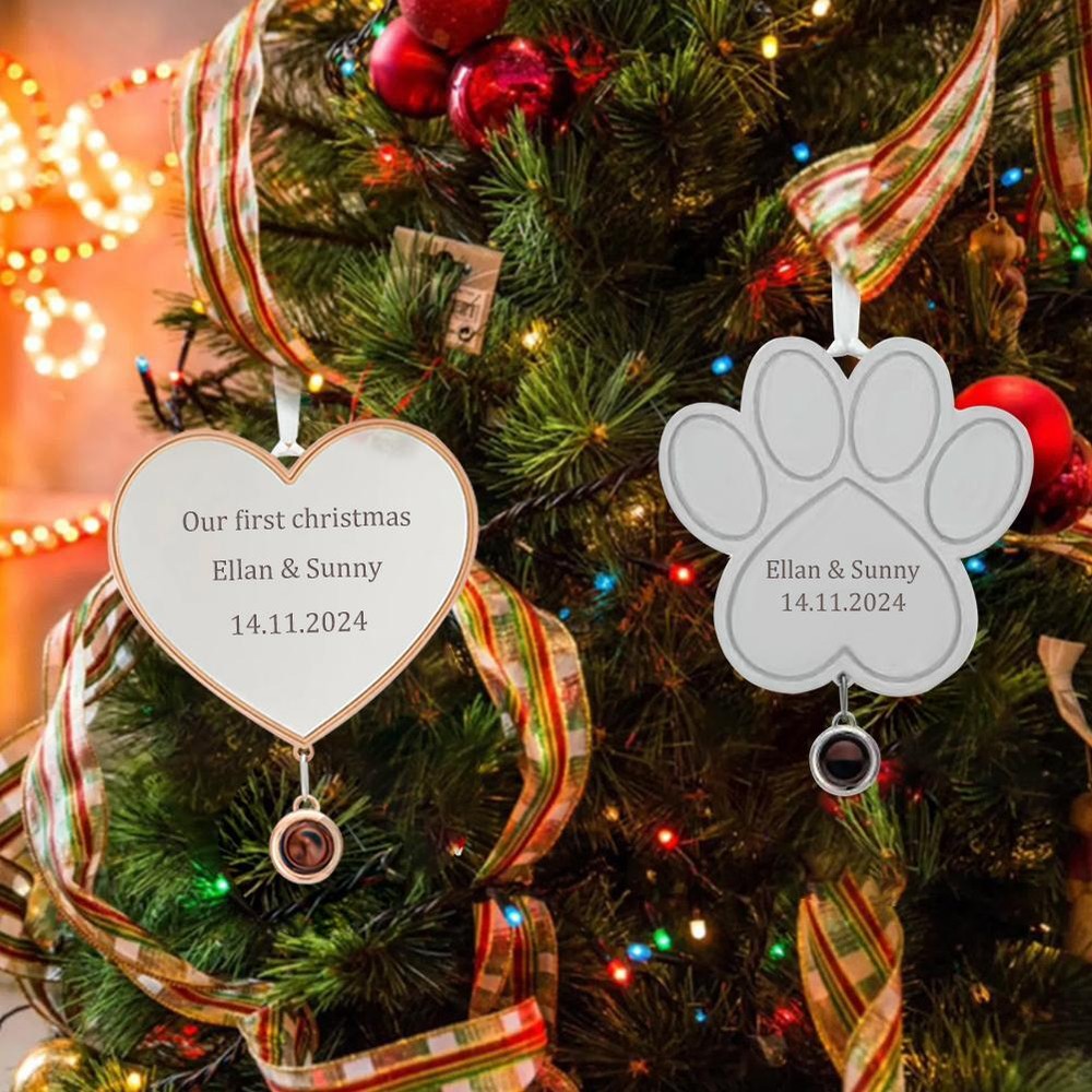 Custom Photo Ornament, Personalized Picture Projection Decor Family Love Gift