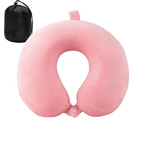 Upgraded 100% Pink Travel Neck Pillow for Airplane Comfort
