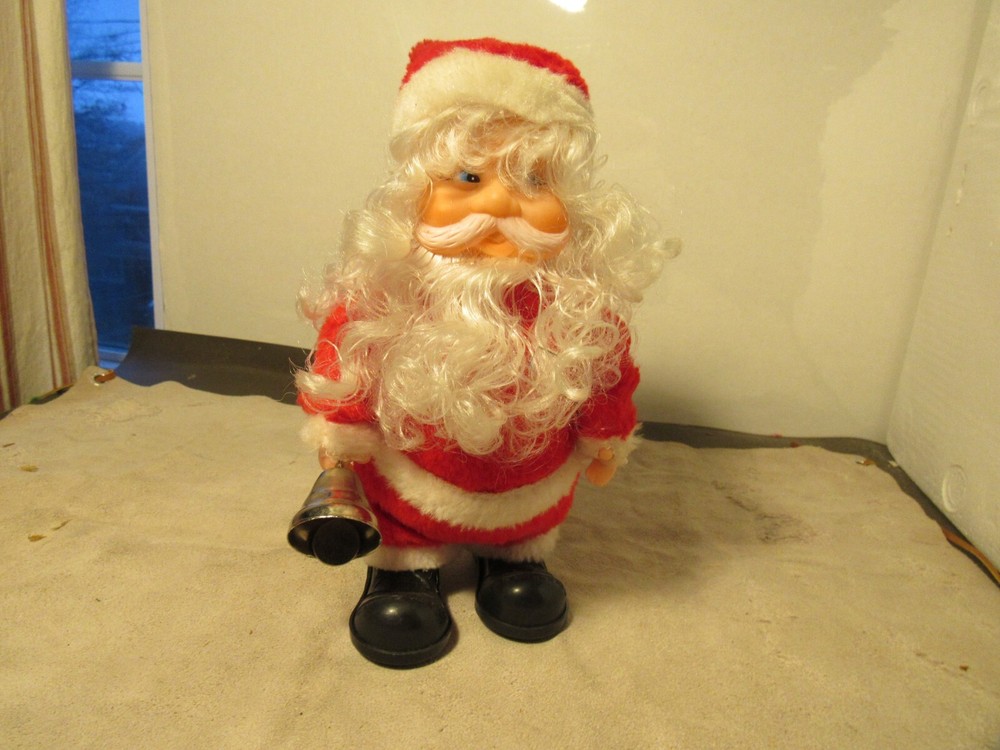 VTG Walking Ringing Bell Musical Christmas Santa Claus, Works