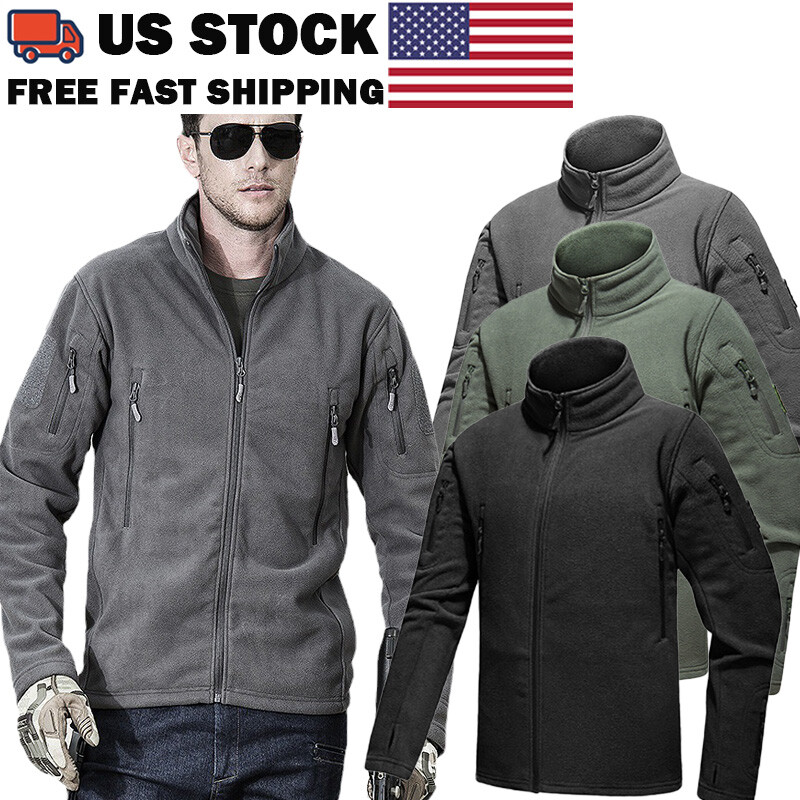 Mens Tactical Recon Fleece Jacket Zip Army Hoodie Combat Warm Casual Hoody