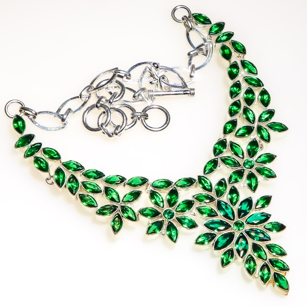 Emerald Quartz (Simulated) 925 Silver Jewelry Handmade Necklace 17.99