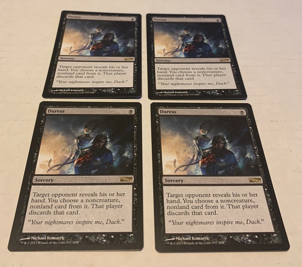 Four Copies Duress (IDW Comics 2014 Promo), MTG card, Full Play Set, Near Mint