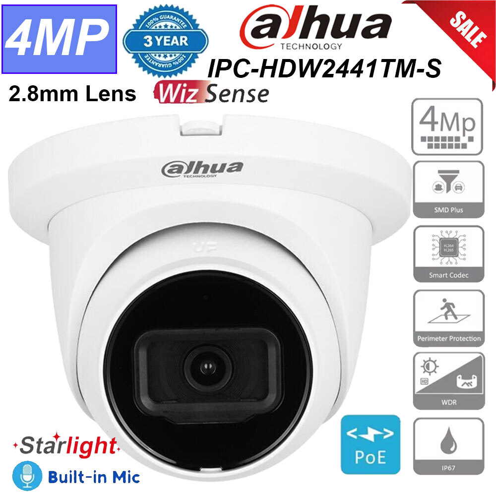 Dahua Starlight 4MP Built-in Mic SMD Plus IR WDR IPC-HDW2441TM-S POE IP Camera