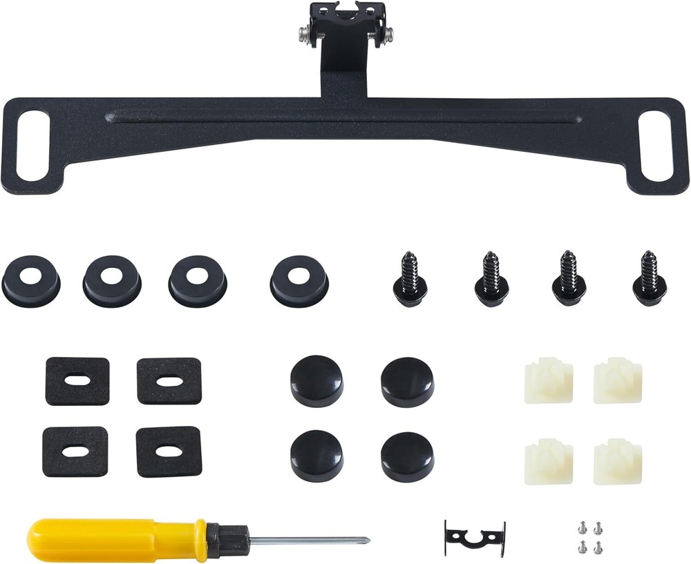 Car Rear Camera License Plate Bracket with Screws Kit, Universal black
