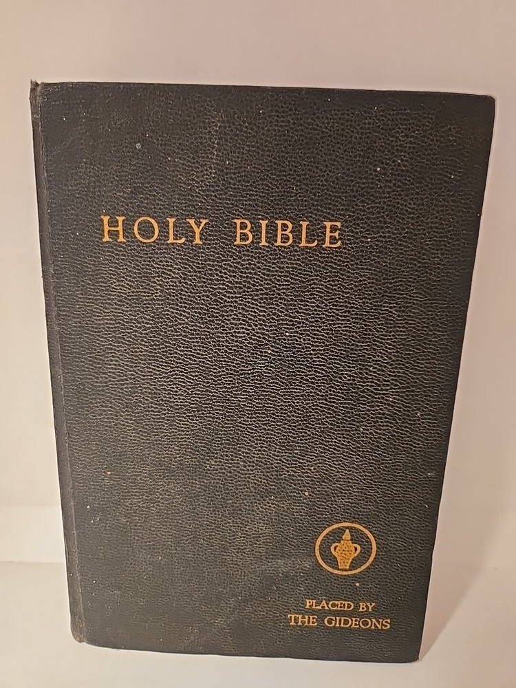 Vintage Holy Bible Placed by the Gideons 1950's National Bible Press Black/Gold