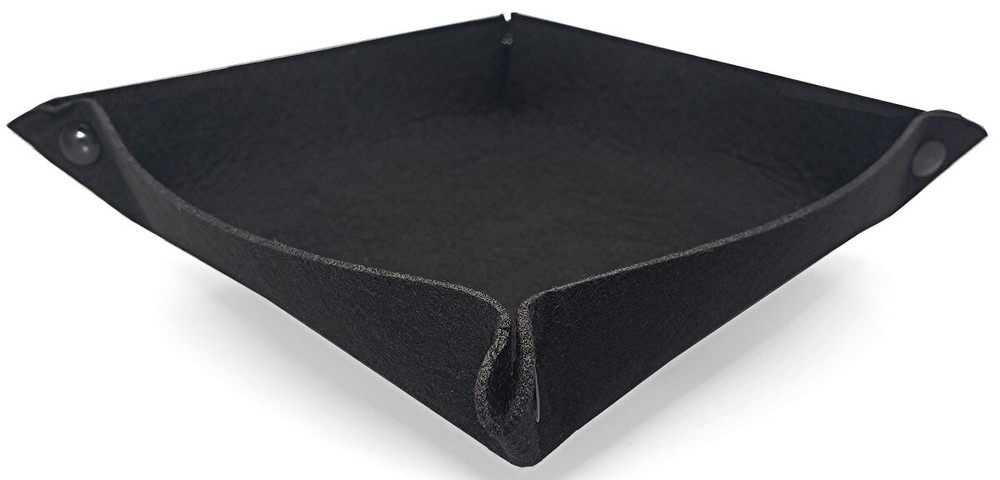 2 Black Felt Trays Dice Rolling Snap Folds Together Opens Flat as Mat Mouse Pad