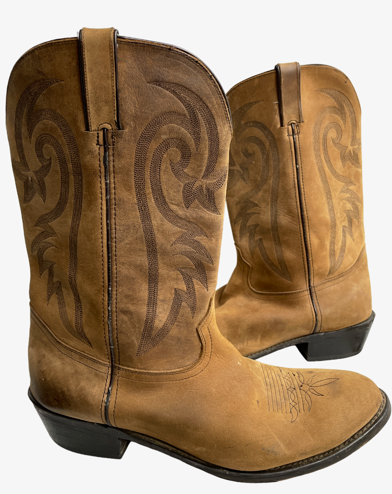 Redhead Brown Leather Embroidered Cowboy Western Boots Men's 14 W