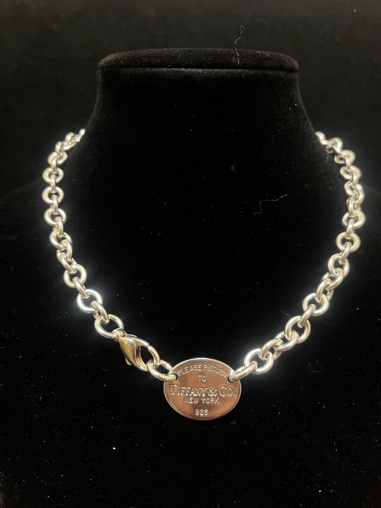 Tiffany & Co. Return to Tiffany Oval Choker Necklace 925 Sterling Silver 16”
