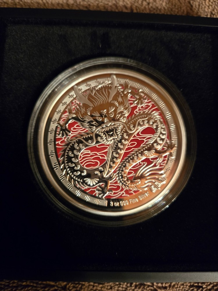 Lunar Year of the Dragon 2024 Niue 3 Oz .999 Silver Coin Minted NEW