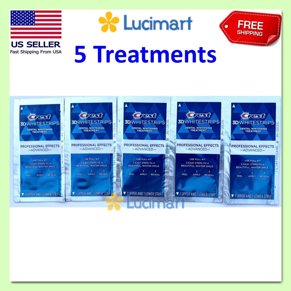 Crest 3D Whitestrips Professional Effects Advance - 5 Treatments-No Box-Exp 2026