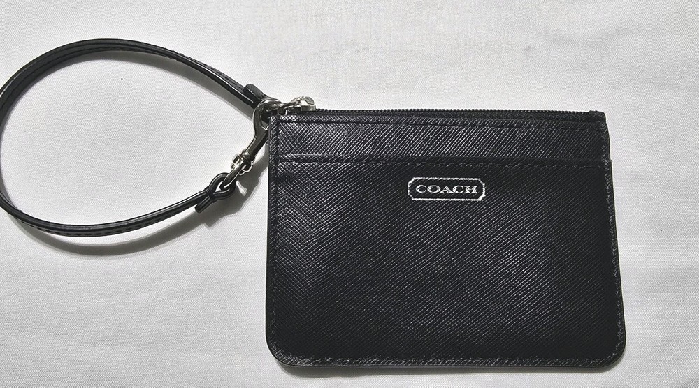 Coach Darcy Black Saffiano Leather Wristlet Wallet with ID Holder  