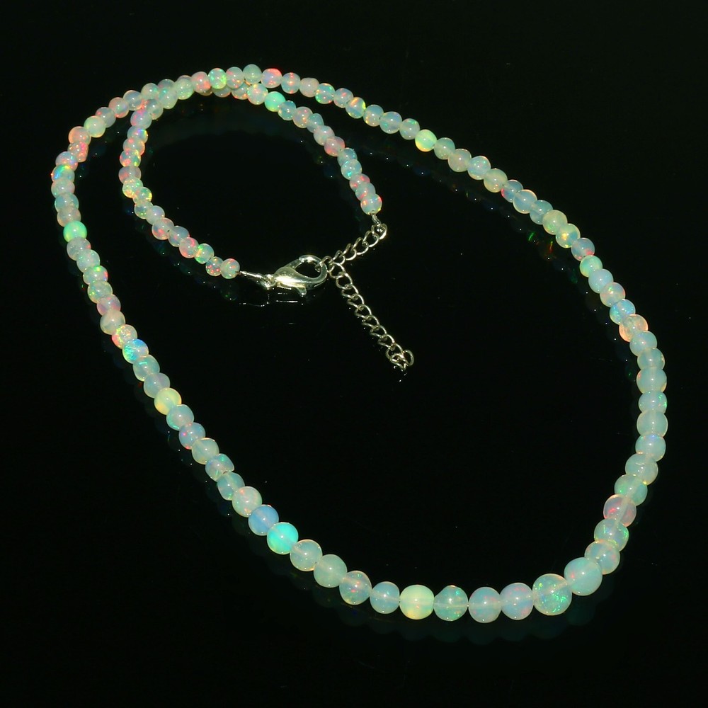 Natural Opal Rondelle Opal Blue Opal Smooth Opal Beaded Necklace Jewelry Gift365